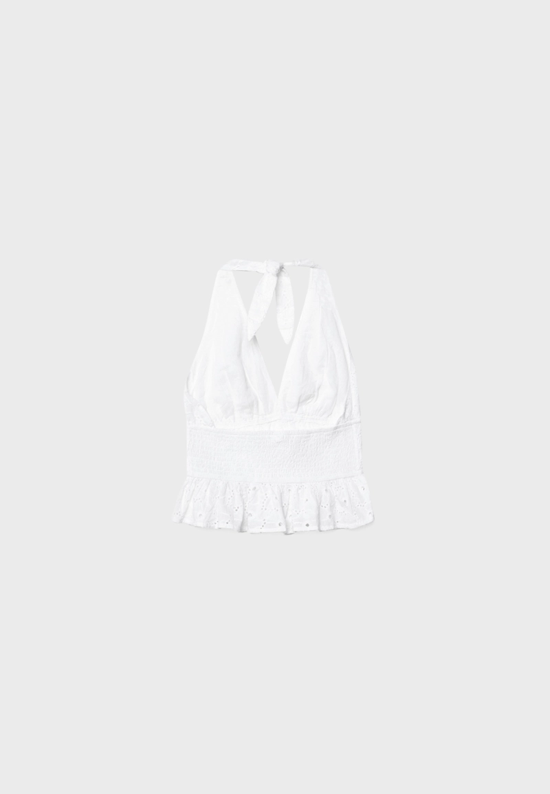 Топ с вышивкой и горловиной халтер