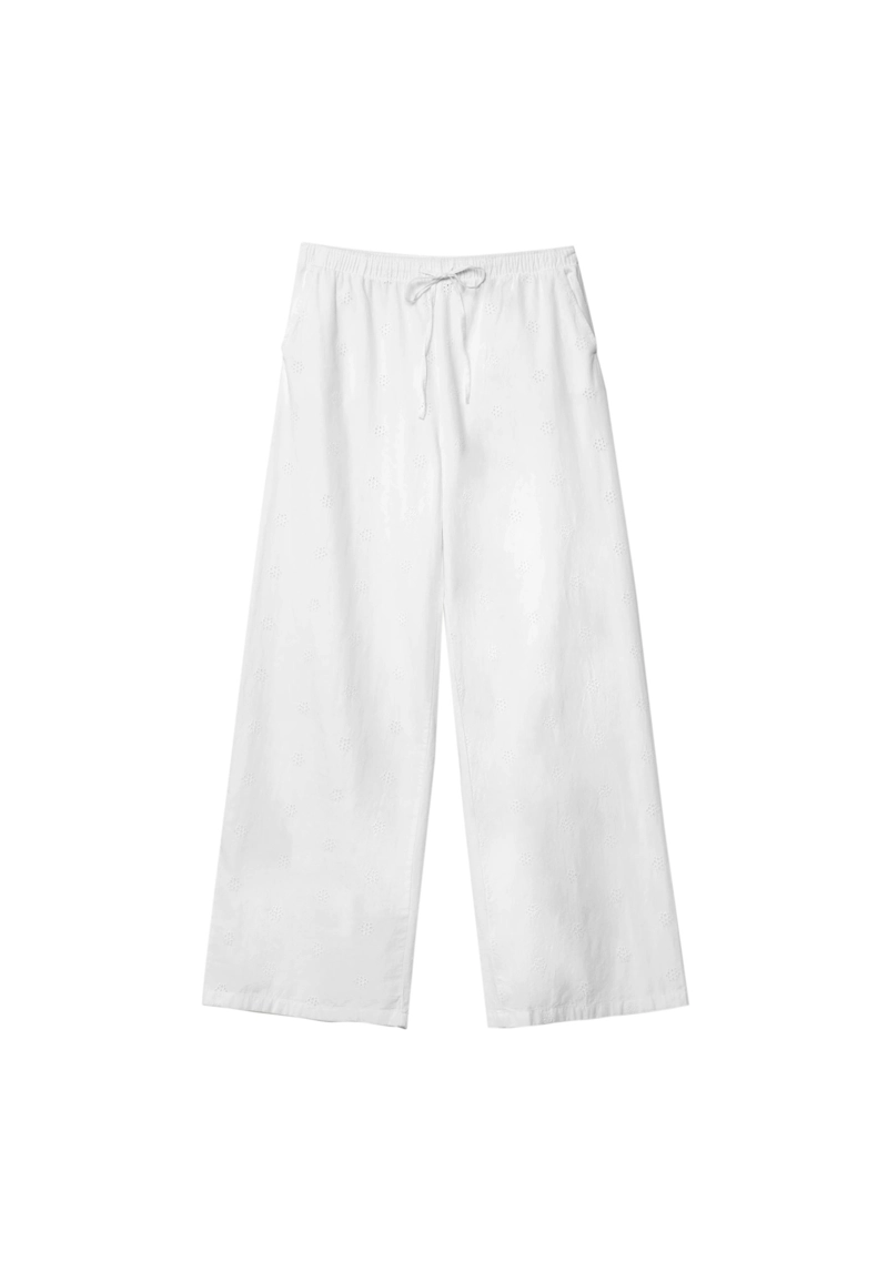 Брюки из струящейся ткани с вышивкой