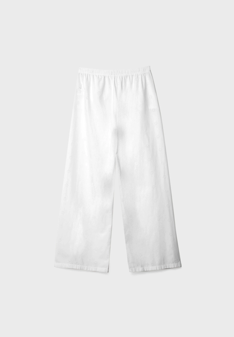 Брюки из струящейся ткани с вышивкой