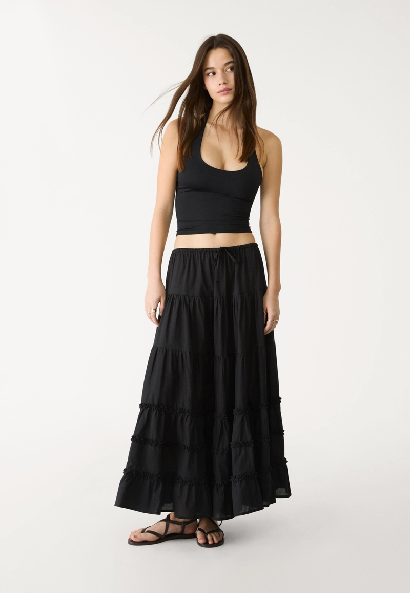 Длинная юбка с воланами