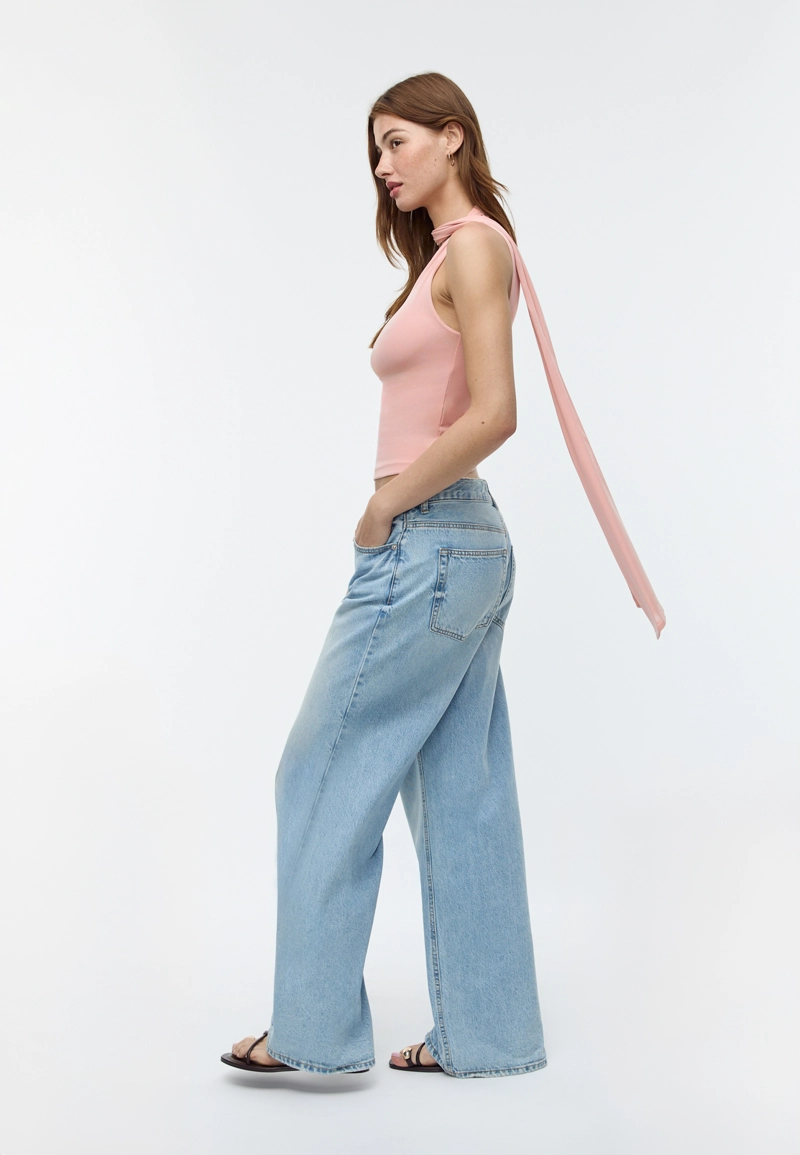 Топ из полупрозрачной ткани асимметричного кроя с шарфом