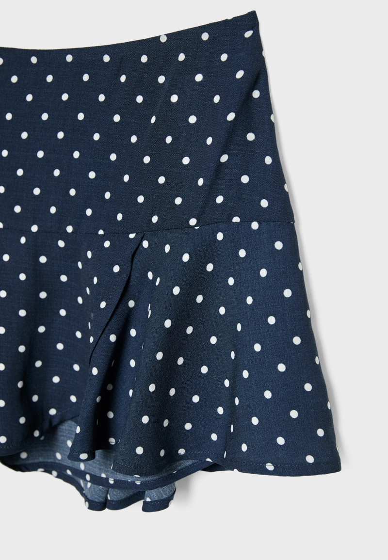 Юбка-шорты из струящейся ткани с воланами