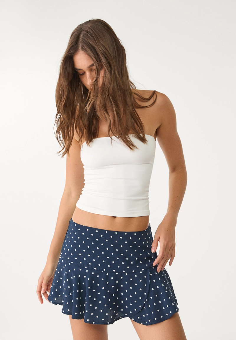 Юбка-шорты из струящейся ткани с воланами