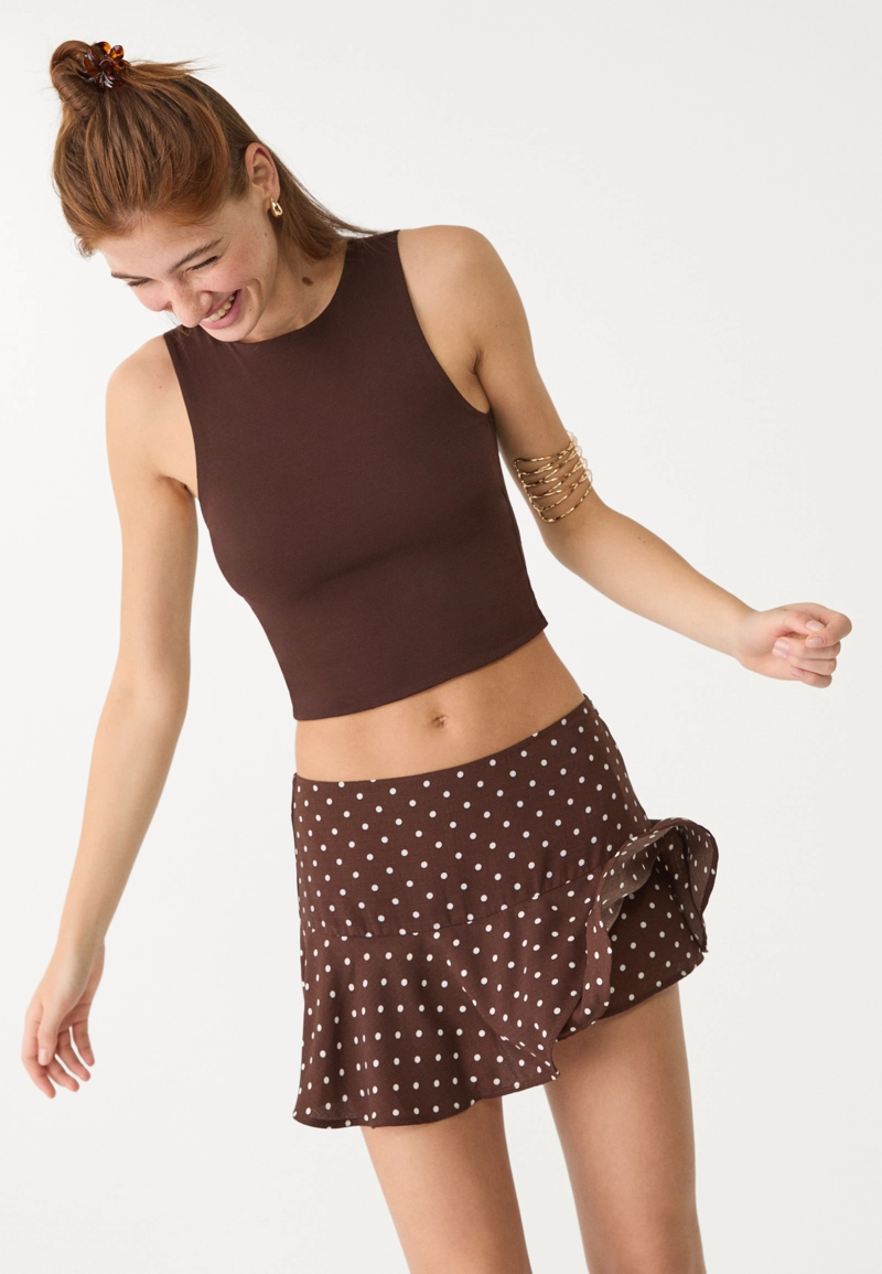 Юбка-шорты из струящейся ткани с воланами