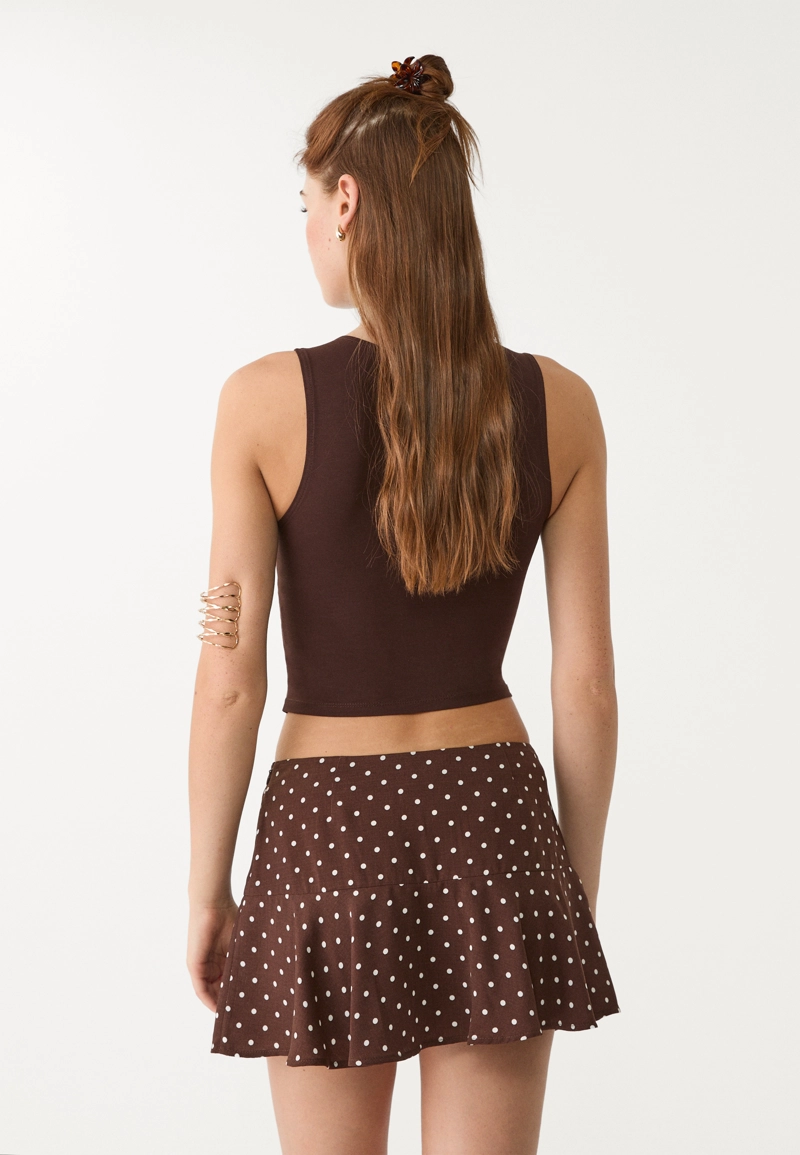 Юбка-шорты из струящейся ткани с воланами