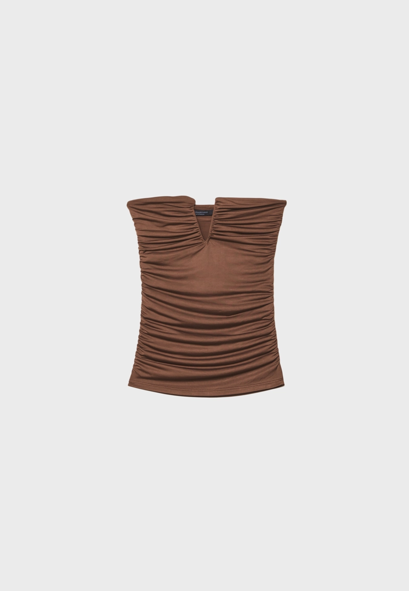 Укороченный топ с V-образным вырезом и драпировкой