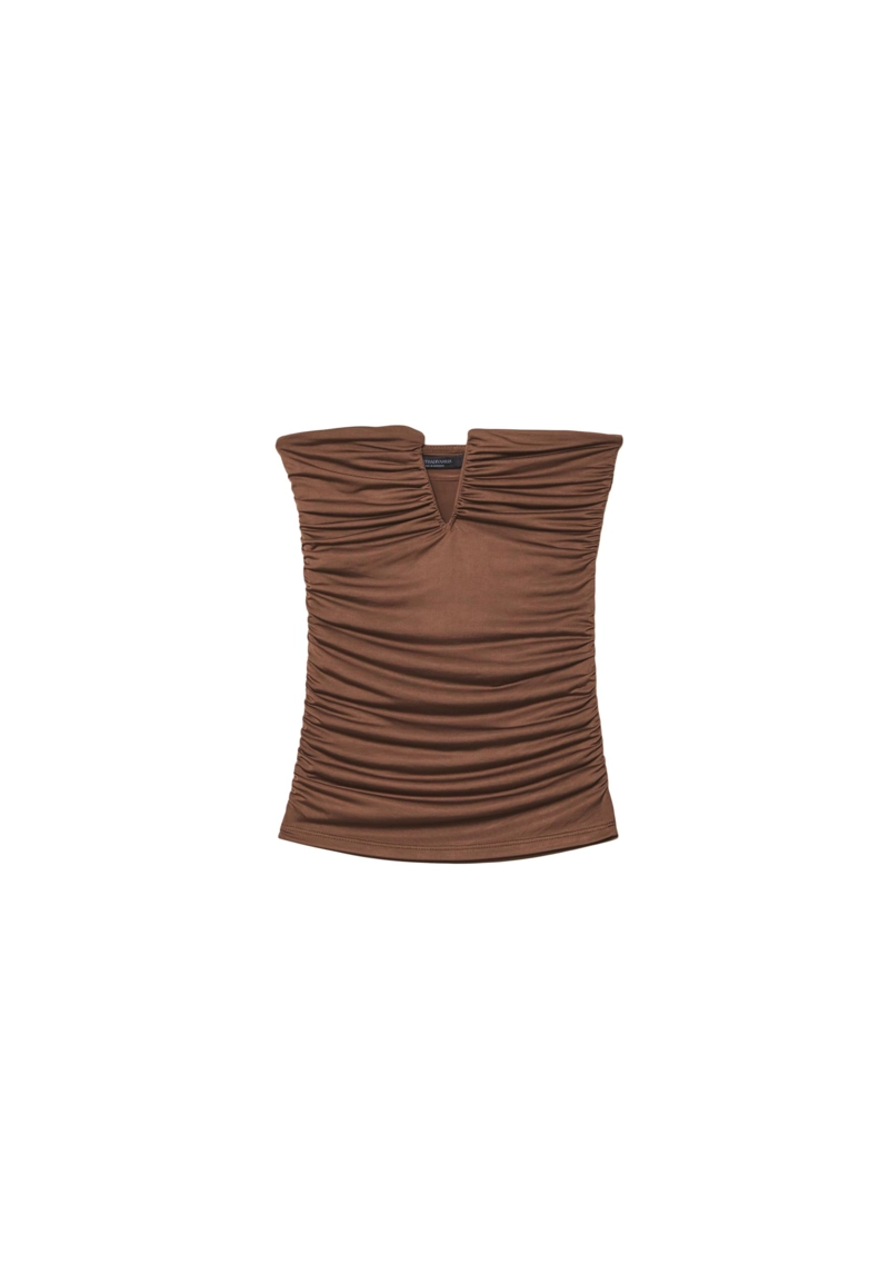 Укороченный топ с V-образным вырезом и драпировкой