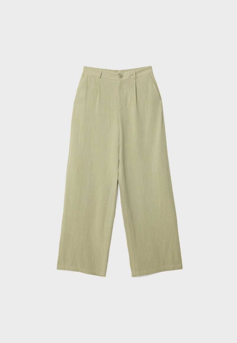 Брюки прямого кроя из смесового льна