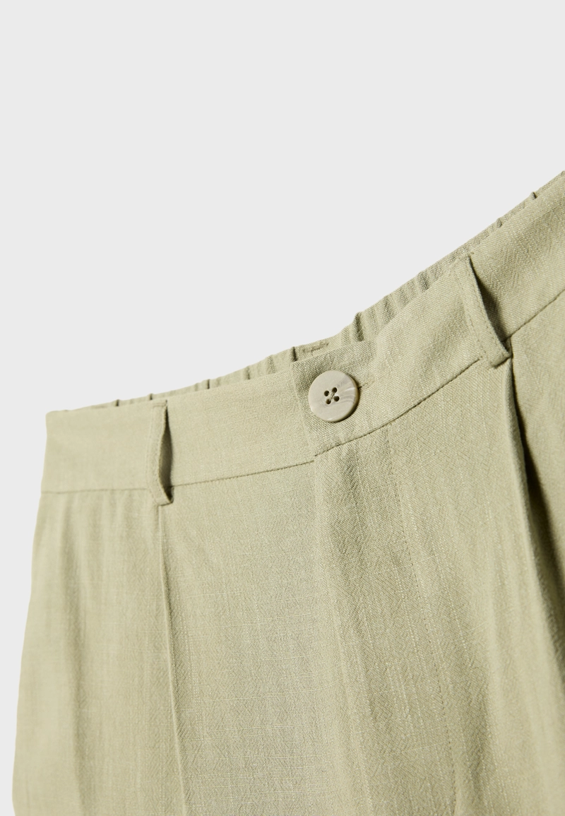 Брюки прямого кроя из смесового льна