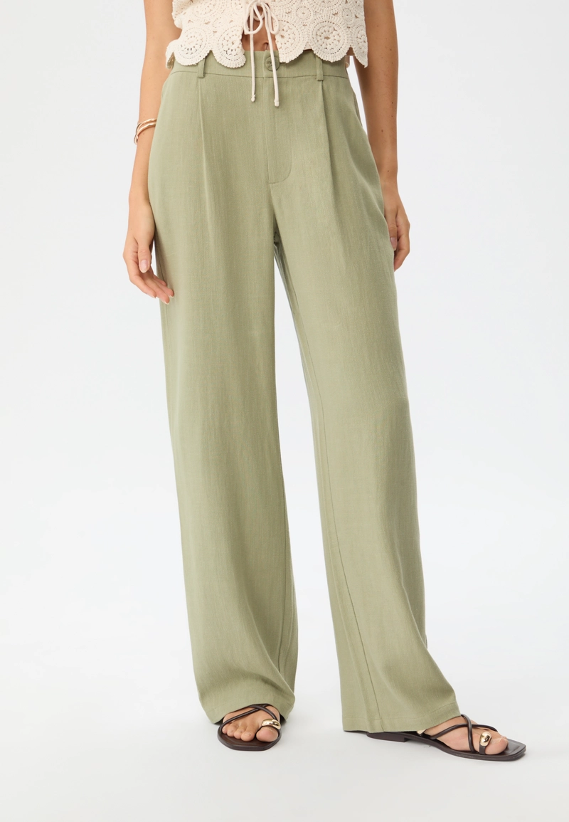 Брюки прямого кроя из смесового льна