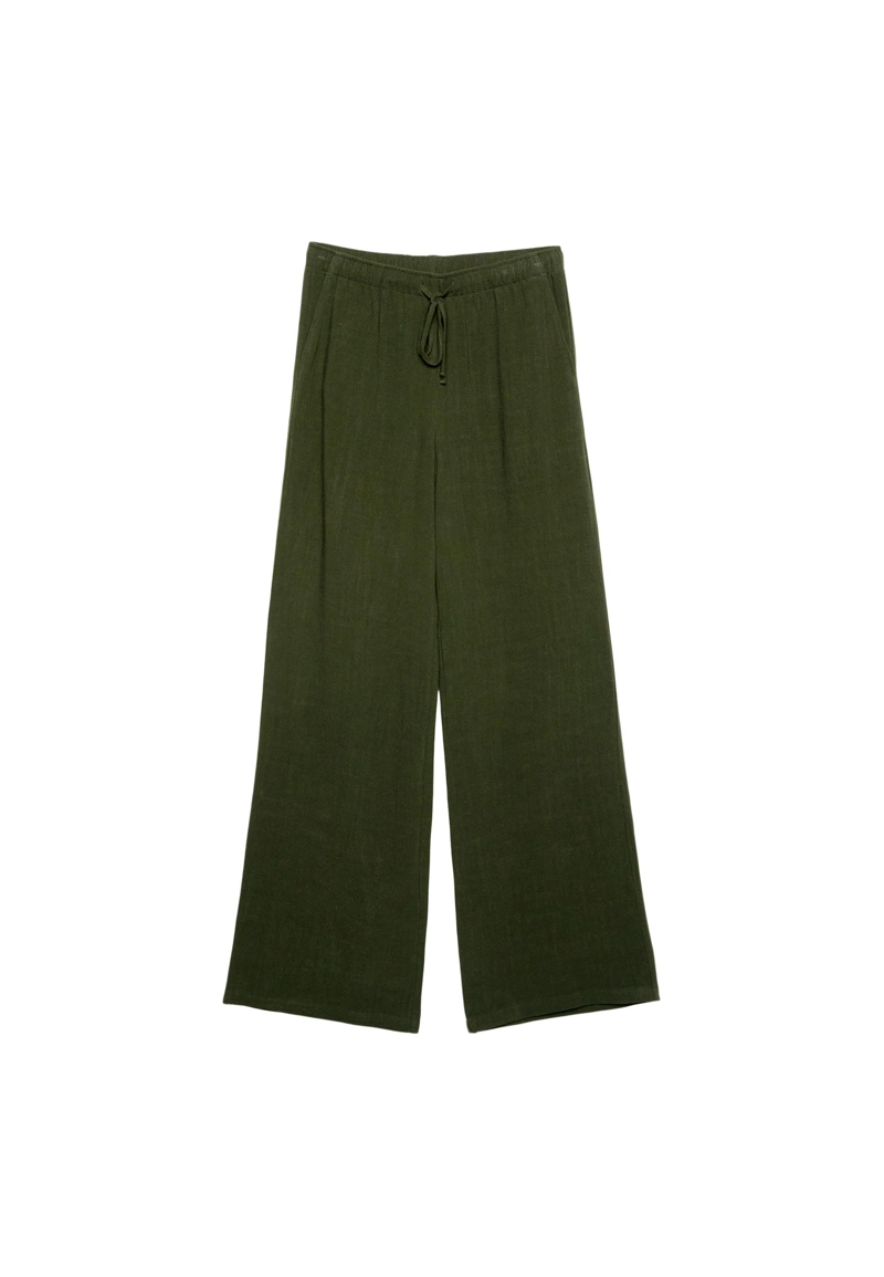 Брюки свободного кроя из смесового льна