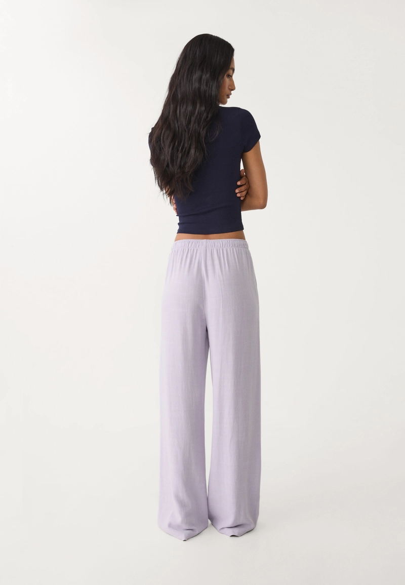 Брюки свободного кроя из смесового льна