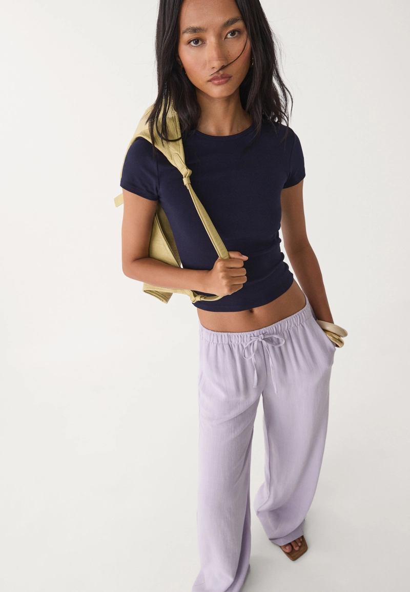 Брюки свободного кроя из смесового льна