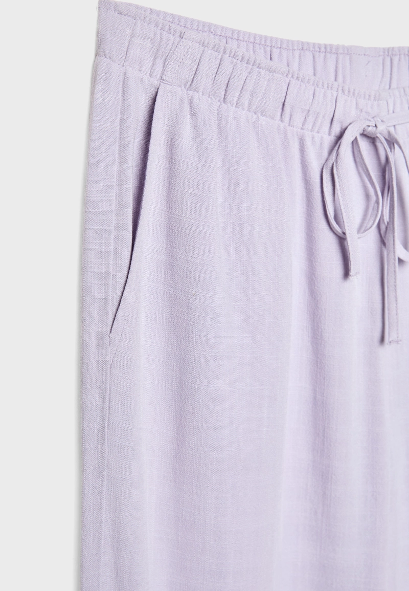 Брюки свободного кроя из смесового льна