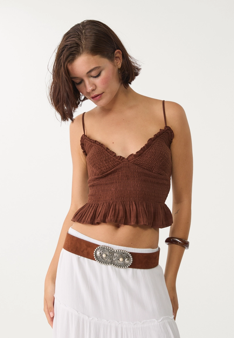 Топ облегающего кроя с воланами