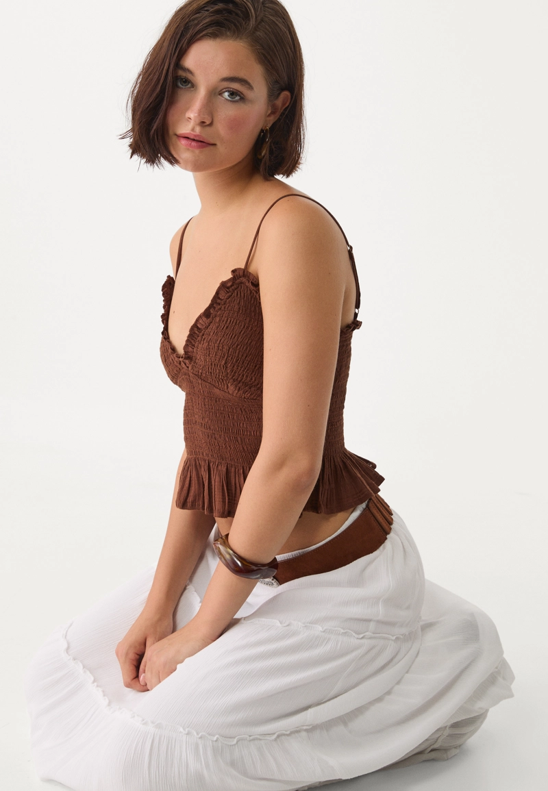 Топ облегающего кроя с воланами