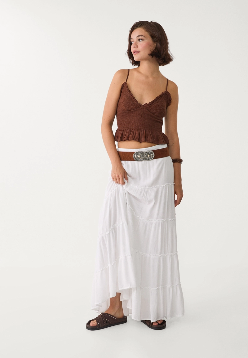 Топ облегающего кроя с воланами