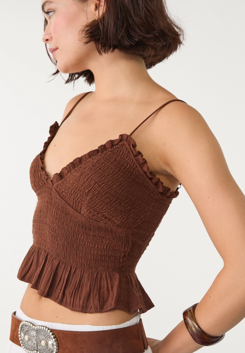 Топ облегающего кроя с воланами