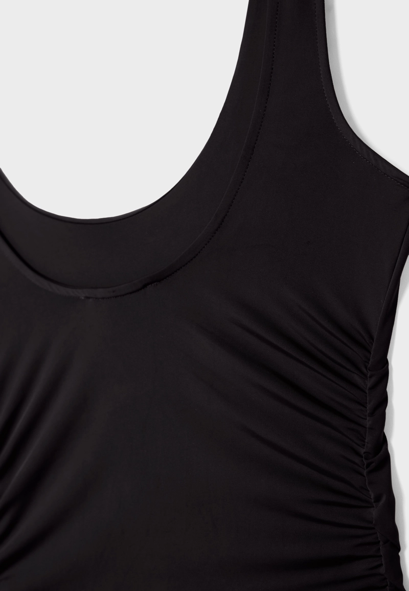 Боди из полиамида со сборками