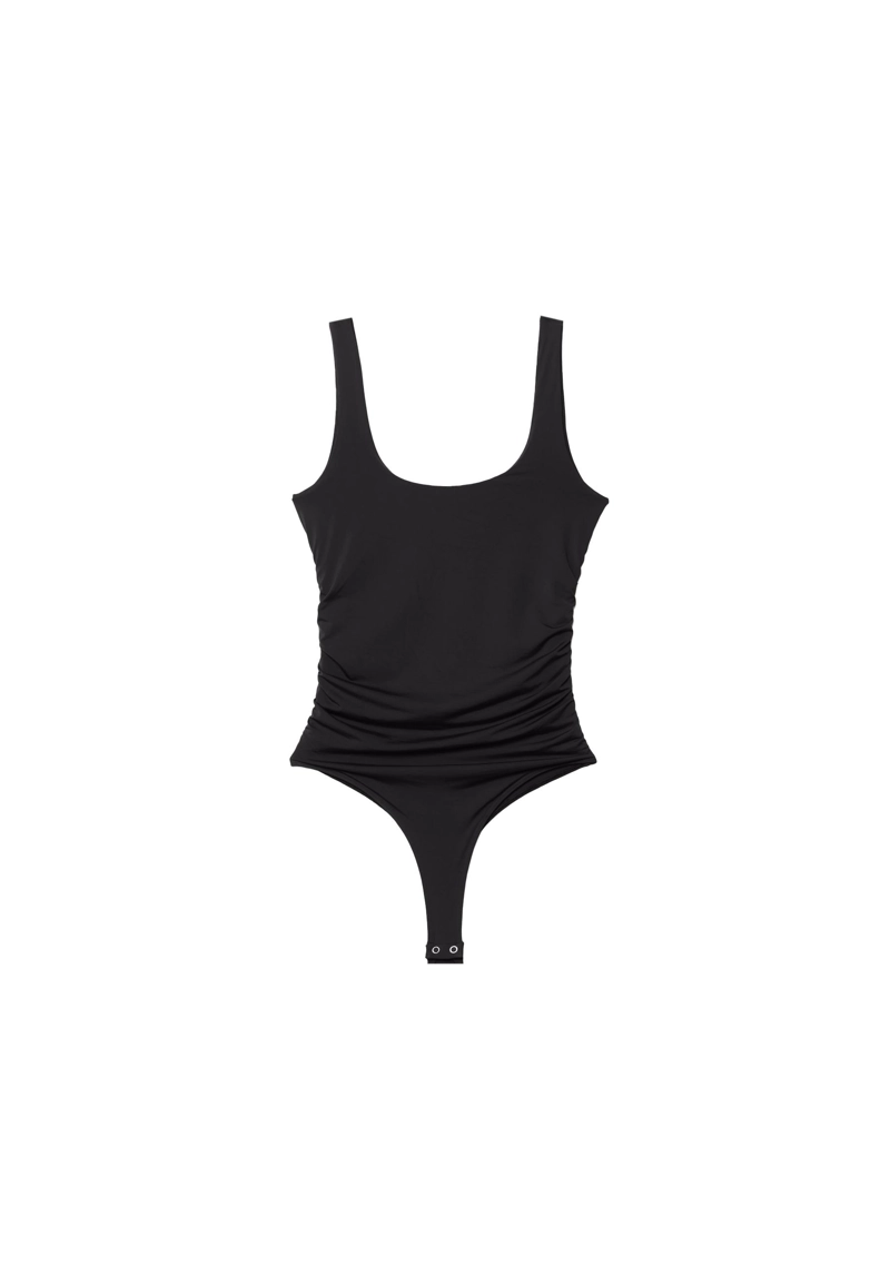 Боди из полиамида со сборками