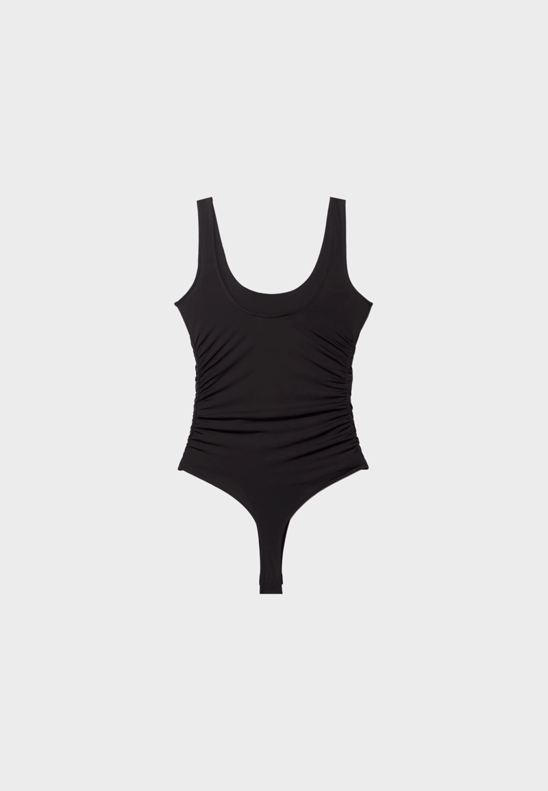 Боди из полиамида со сборками