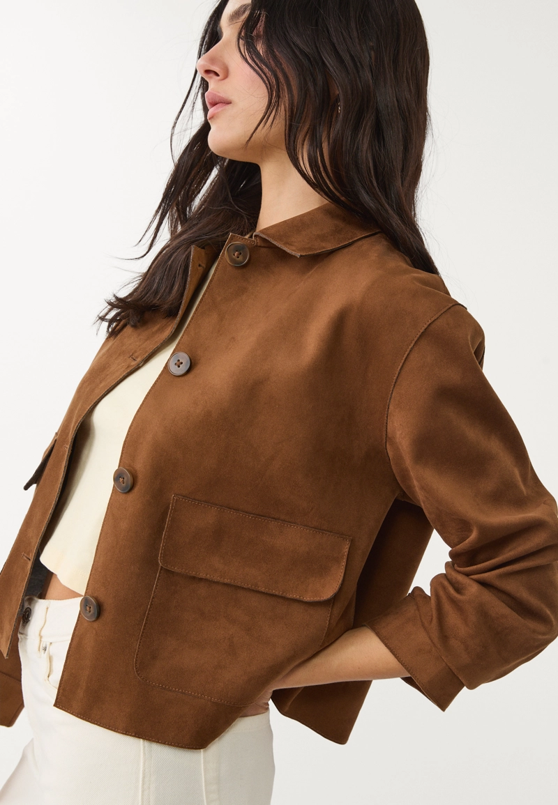 Куртка из искусственной овчины с карманами