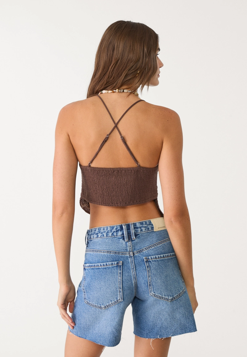 Топ с бретелями и вышивкой