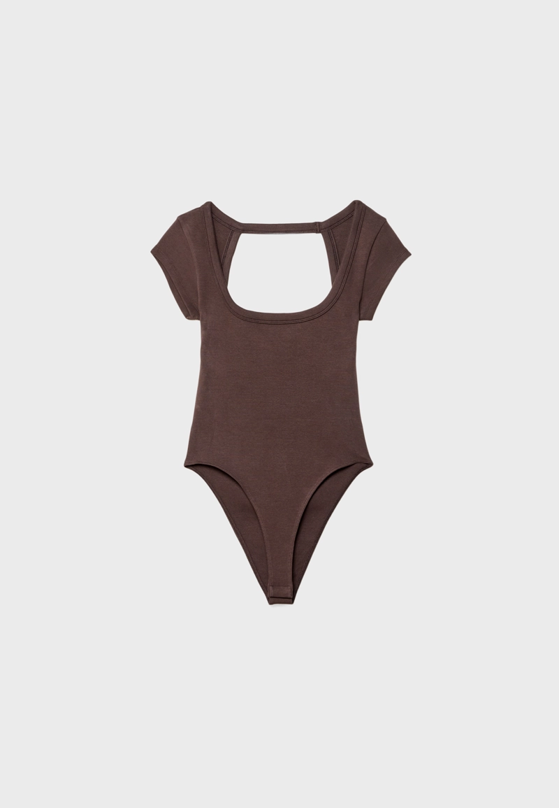 Базовое боди в рубчик с открытой спиной