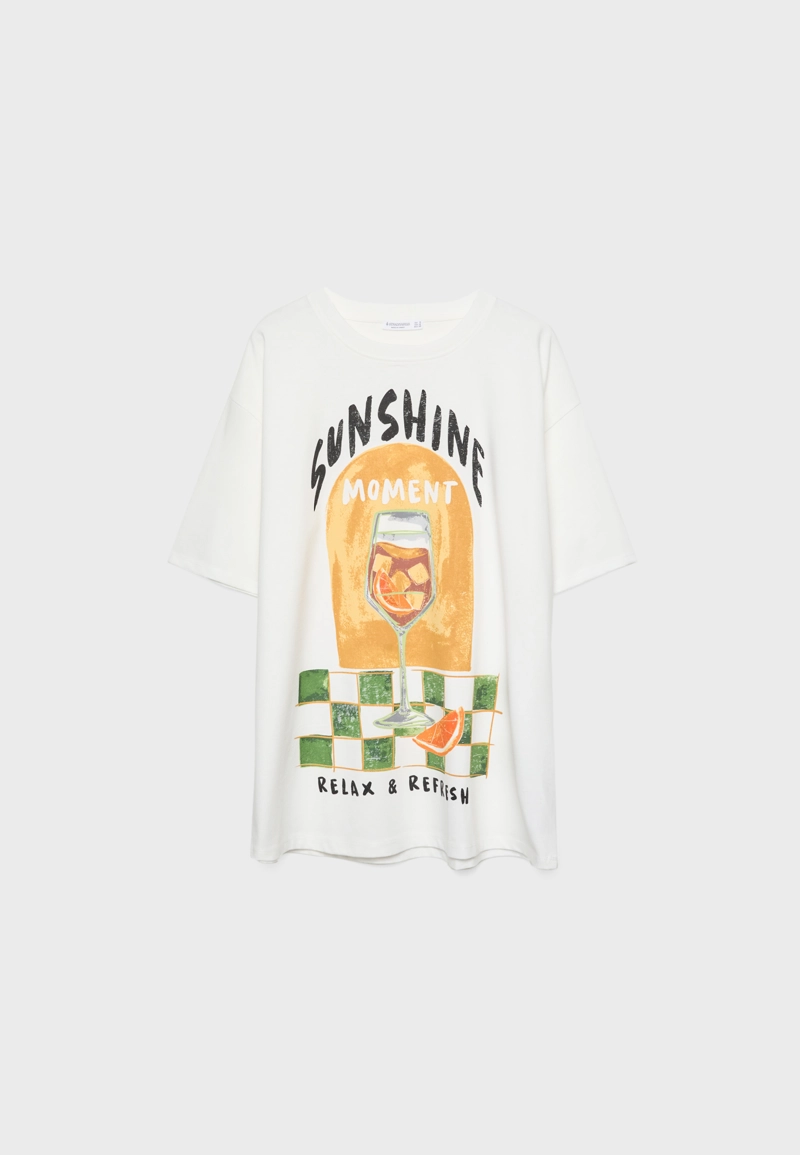 Футболка оверсайз из плотного хлопка с принтом