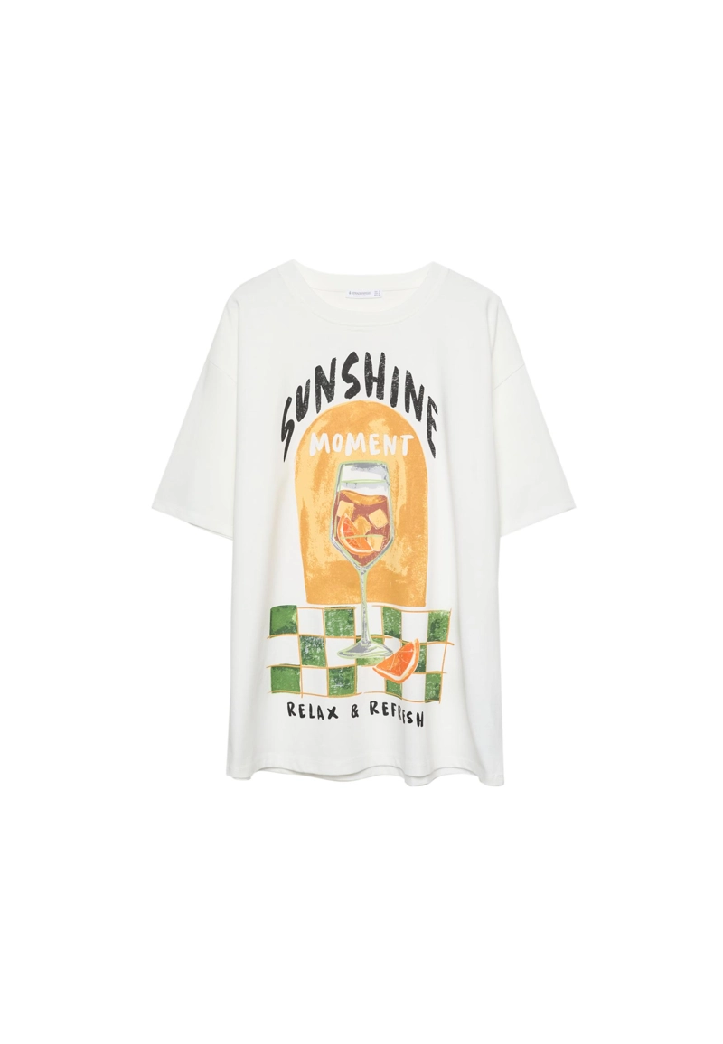 Футболка оверсайз из плотного хлопка с принтом