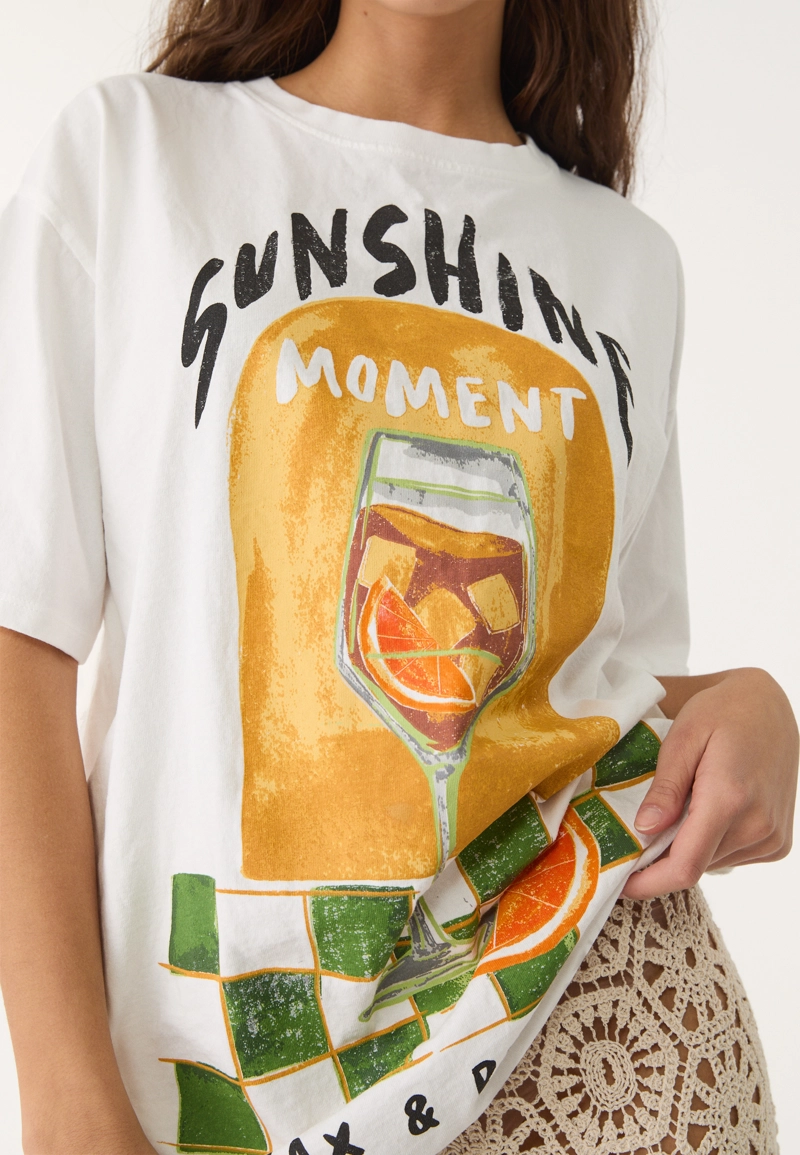 Футболка оверсайз из плотного хлопка с принтом