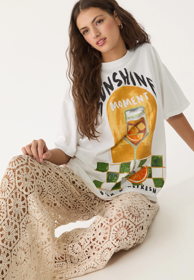 Футболка оверсайз из плотного хлопка с принтом