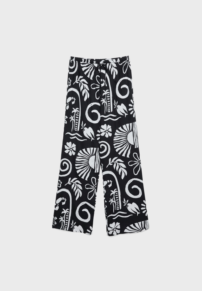 Струящиеся брюки из ткани с принтом