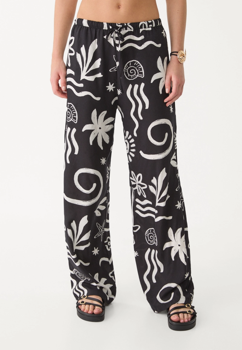 Струящиеся брюки из ткани с принтом