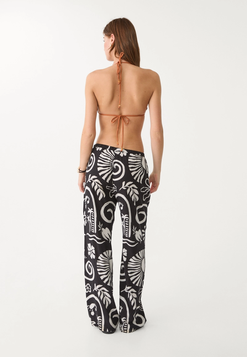 Струящиеся брюки из ткани с принтом