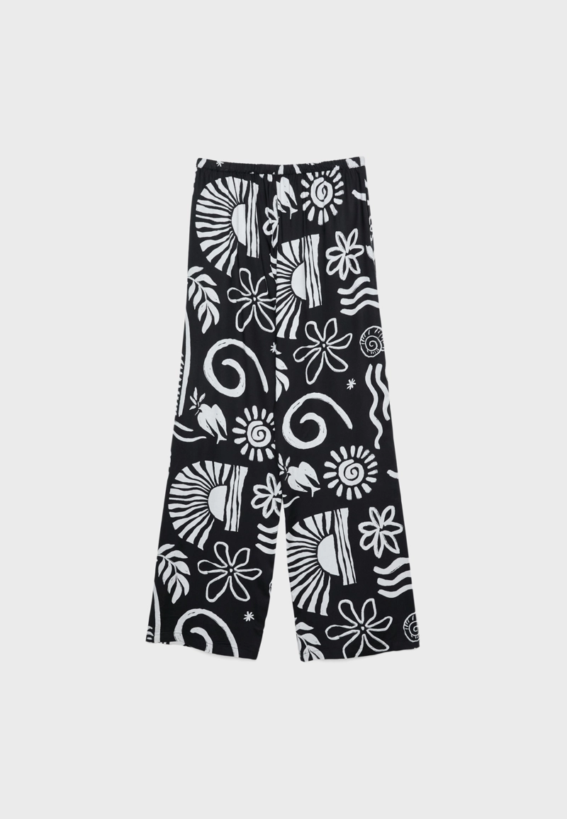 Струящиеся брюки из ткани с принтом