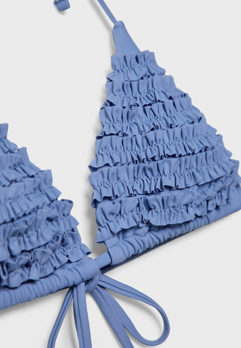 Топ бикини с треугольными чашками и воланами