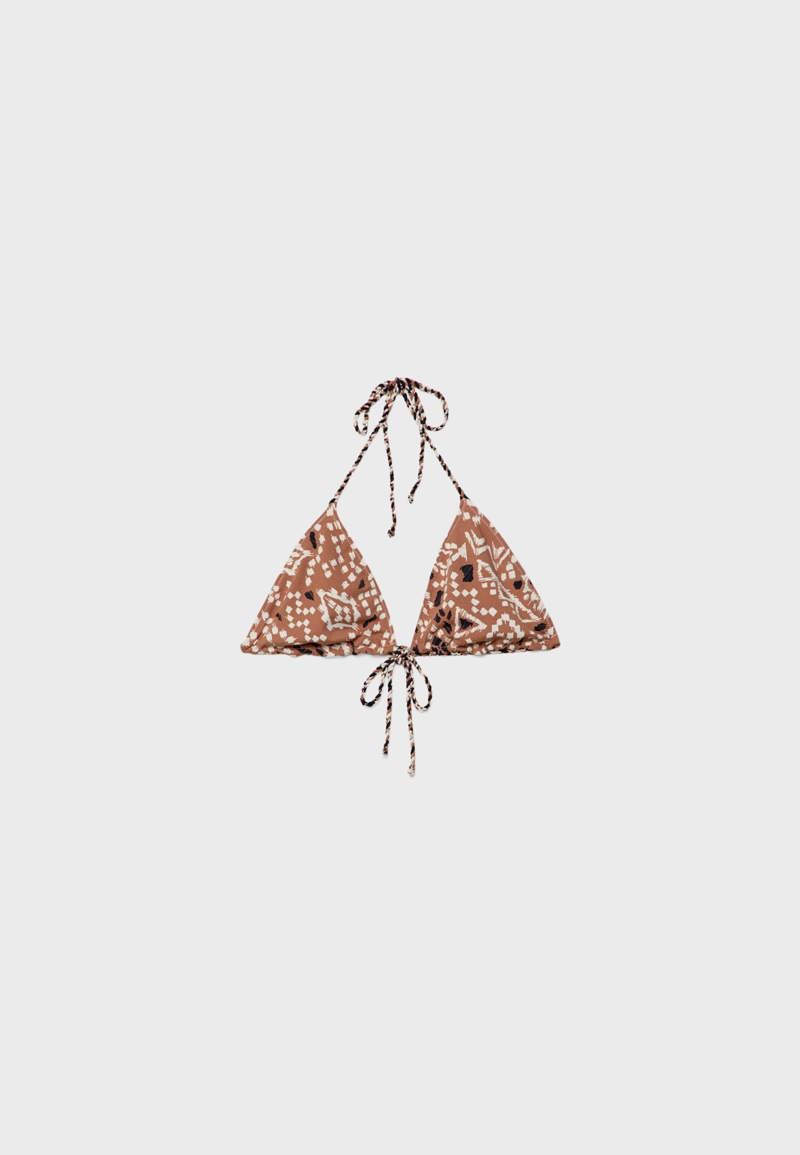 Двусторонний топ бикини с треугольными чашками и принтом