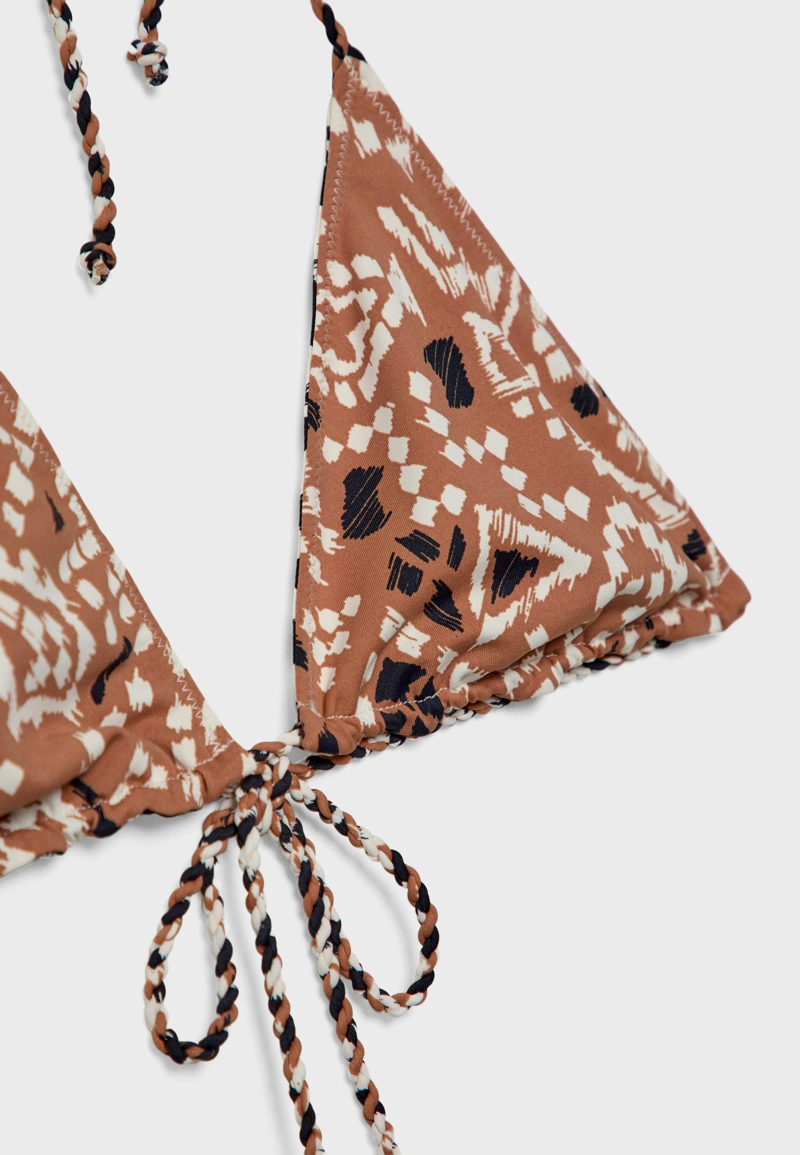 Двусторонний топ бикини с треугольными чашками и принтом