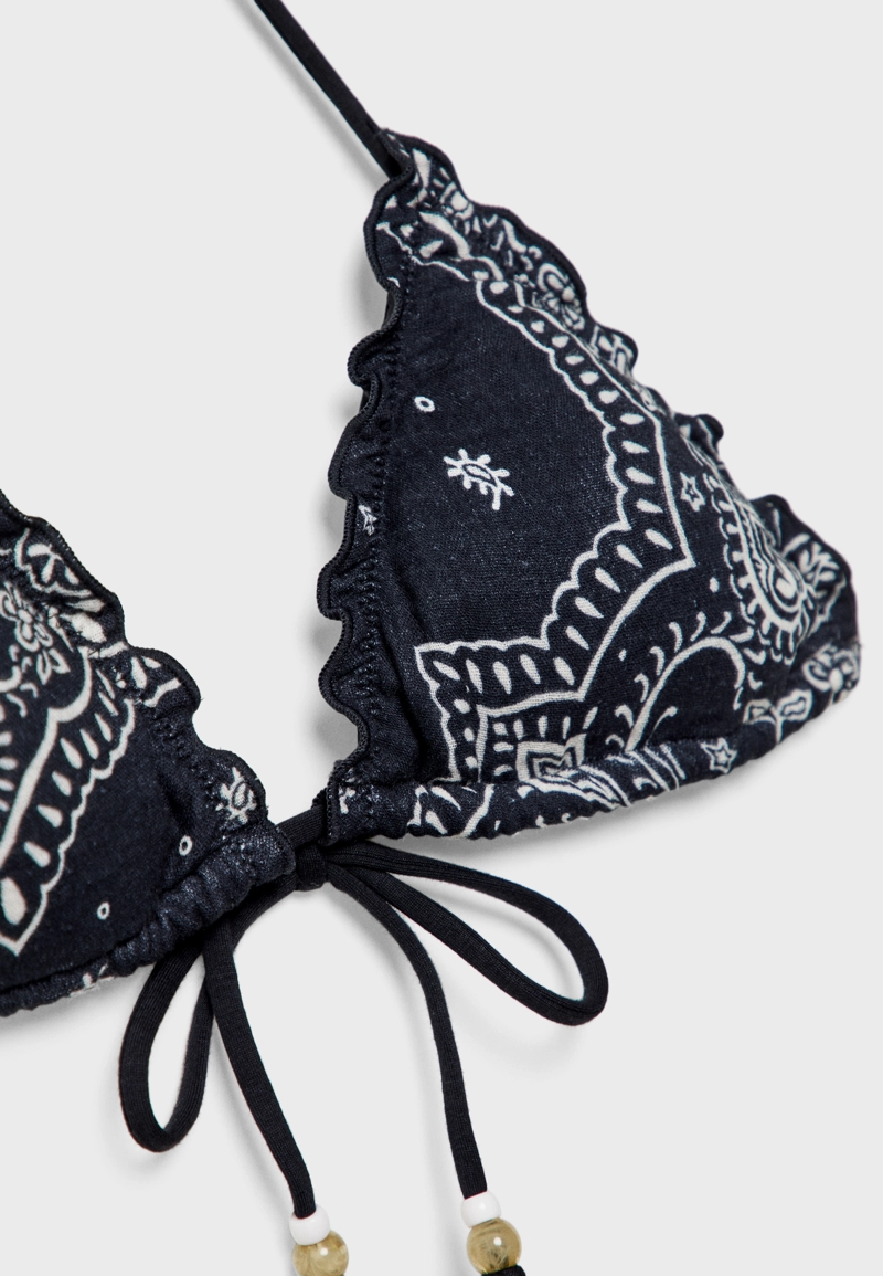 Топ бикини из рельефной ткани с принтом с треугольными чашками