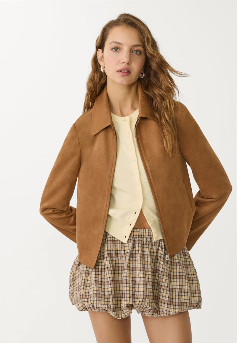 Куртка из искусственной замши на молнии