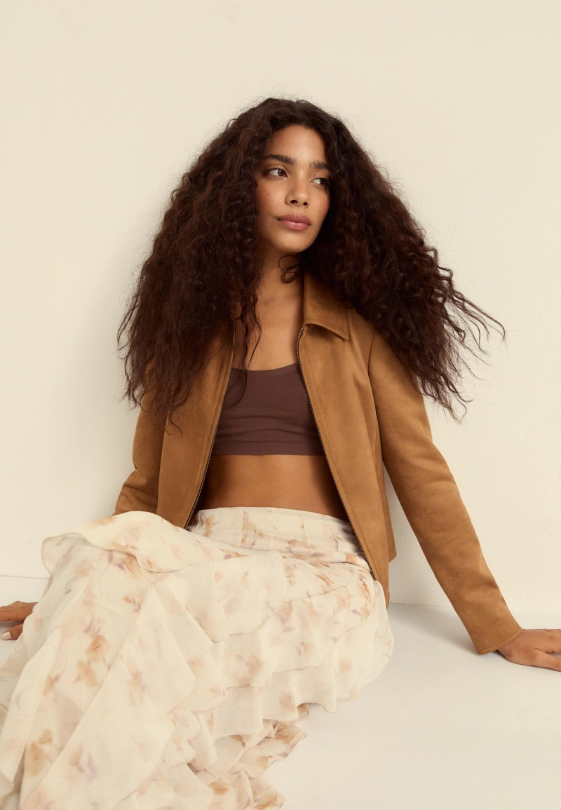 Куртка из искусственной замши на молнии