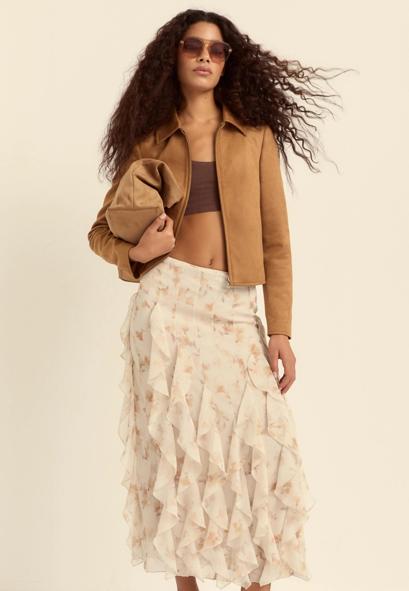 Куртка из искусственной замши на молнии