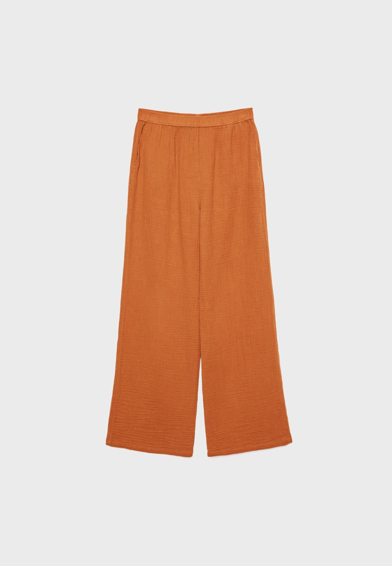 Брюки из струящейся ткани с эластичной талией