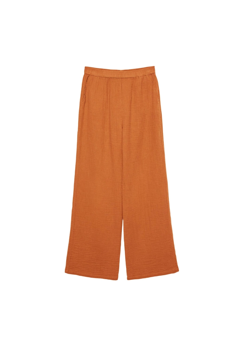 Брюки из струящейся ткани с эластичной талией