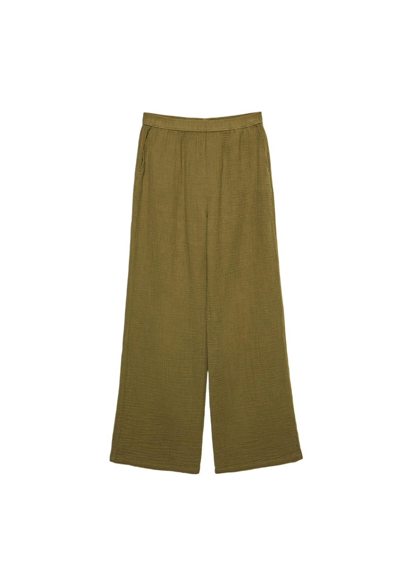 Брюки из струящейся ткани с эластичной талией