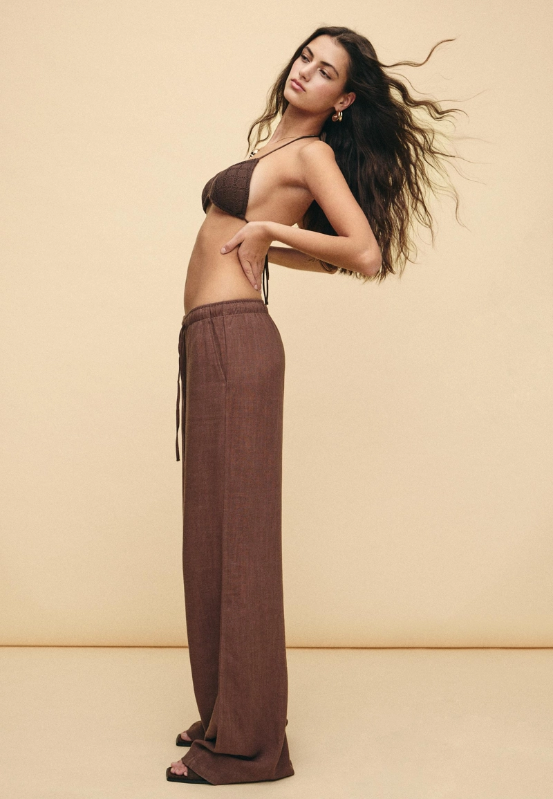 Брюки свободного кроя из смесового льна