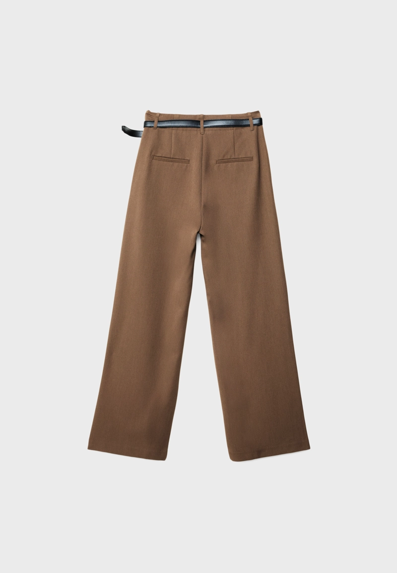 Брюки прямого кроя из струящейся ткани с поясом