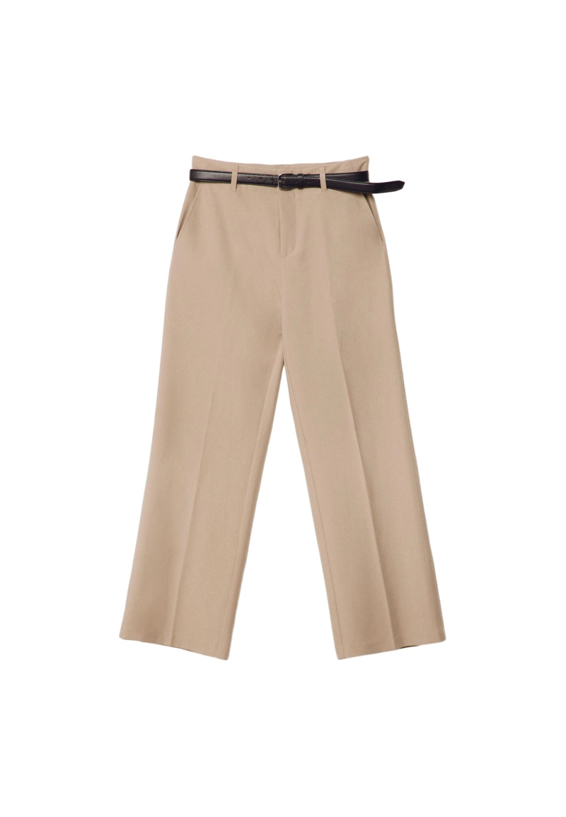 Брюки прямого кроя из струящейся ткани с поясом