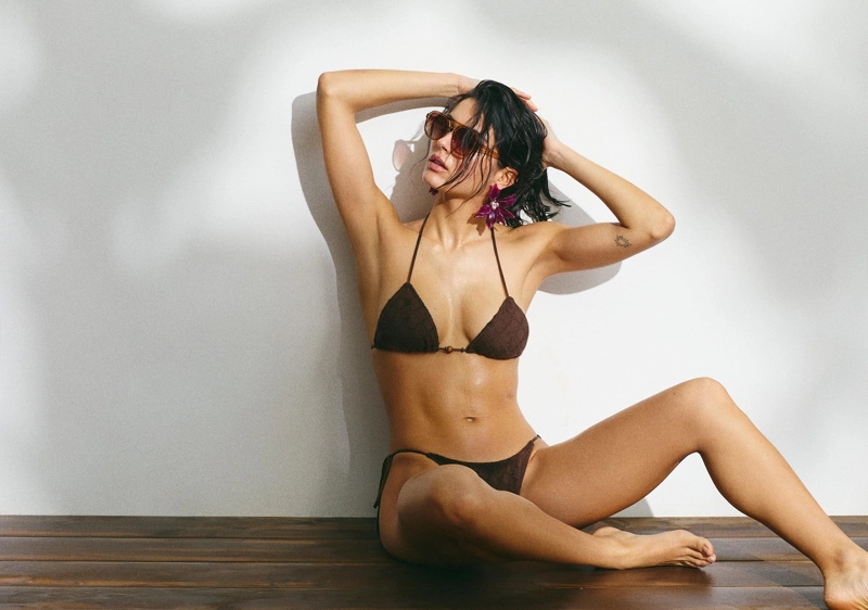 Бюстгальтер бикини из кружева кроше с треугольными чашками